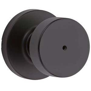 lot 7968 image: Kwikset Pismo Round Matte Black BedBath Door Knob Featuring Microban Antimicrobial Technology with Lock