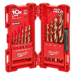 lot 7977 image: Milwaukee 48-89-2331 - 15-Piece RED HELIX Cobalt Fractional Drill Bit Set