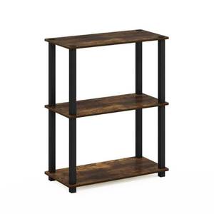 lot 1389 image: Furinno Multipurpose 23.6 W x 11.6 D x 29.6 H 3-Shelf Freestanding Shelves Amber Pine and Black