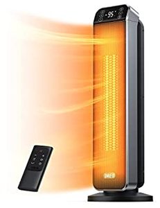 lot 1392 image: Dreo 24 Space Heater, 11fts Fast Quiet Heating Portable Electric Heater with Remote, 3 Modes, Overheating & Tip-Over Protection, Oscillating Ceramic Heater for Bedroom, Office, and Indoor Use, Black (B096ZZS5HL)