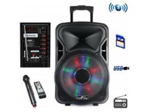 lot 3035 image: beFree Sound 12 Inch Woofer Portable Bluetooth Powered PA Tailgate Party Rechargeable Speaker With Illuminating Lights