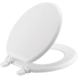 lot 5324 image: Bemis Round Enameled Wood Toilet Seat in White with Top-Tite Hinge