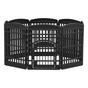 lot 6731 image: IRIS USA 34-inch Exercise 8-Panel Pet Playpen with Door Black