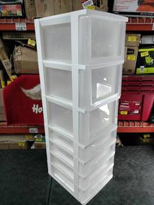 lot 7033 image: White & Clear Plastic Storage Drawers 40x12x14