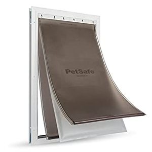 lot 7038 image: PetSafe Extreme Weather Dog and Cat Door - Aluminum Frame Pet Door - X-Large (B082N4RBZN) (Looks Like it was Installed and Taken Out)