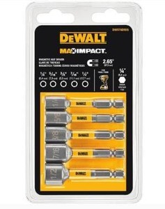 lot 1382 image: 3pk DEWALT MAX IMPACT Nut Driving Set (5-Piece)