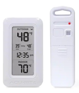 lot 2611 image: AcuRite Outdoor Thermometer Wireless Thermometer with Clock 00826HD