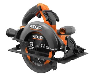 lot 2615 image: RIDGID 18V Brushless Cordless 7-14 in. Circular Saw (Tool Only)- Retail $199.99