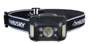 lot 2649 image: Husky 350 Lumens Broad Range LED WaterImpact Resistant Headlamp Flashlight with 9 Modes and Batteries, Black