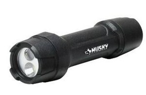 lot 2659 image: Husky 350 Lumens Tough Stainless Steel Core LED Flashlight, Black, Set Of 2