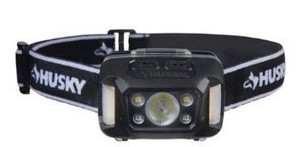lot 6778 image: Husky 350 Lumens Broad Range LED WaterImpact Resistant Headlamp Flashlight with 9 Modes and Batteries, Black