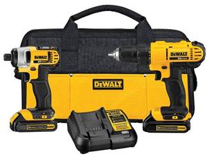lot 7967 image: DeWalt Bag Set, 20V Max 14 Impact Driver, 20V Max Drill, Charging Station & 2 Batteries (Bag Has Damage)