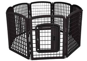 lot 1272 image: Amazonbasics 8 Panel Plastic Pet Pen, Black
