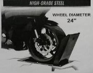 lot 1283 image: Steel Motorcycle Front Wheel Chock 24D Wheels