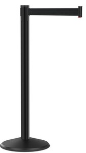 lot 1398 image: Retractable Belt Barrier 2pk 40 Tall Croud Control Stanchion Post 10ft Long Black Belt Prime Steel Tool Free Assembly