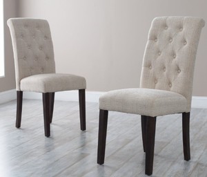 lot 2562 image: Set Of 2 Cream Dining Chairs With Dark Wood Legs&nbsp(stock photo approximate)