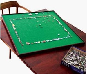 lot 5288 image: Wooden Jigsaw Puzzle Spinning Table ( One Corner has Chip) 34