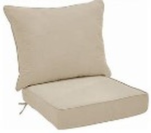 lot 6746 image: Basics Deep Seat Patio Seat and Back Cushion- Khaki