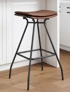 lot 6753 image: Nathan James Arlo Upholstered Saddle Stool, 19 x 15 x 27