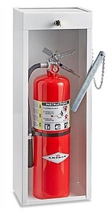 lot 7034 image: Potter Roemer Fire Protection Equipment 9700 Series Cabinet Break Rite (extinguisher not included)