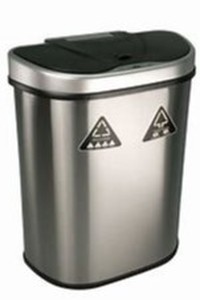 lot 7035 image: Ninestars Push Button Open & Close Split Trash Can 26 12 High