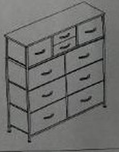 lot 7938 image: Gray Chest of Drawers, Black Frame, Soft Drawers