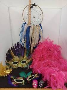 lot 355 image: Feather Decor, Masks, Dreamcatcher and Boa
