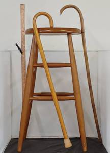 lot 380 image: Wood Stool and 2 Canes