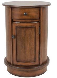lot 69510 image: Keaton Round Storage Side Accent Table, 26 x 18 x 18, Honeynut Brown