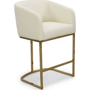 lot 69512 image: Tess Counter Stool in Cream Leatherette on Gold Metal Base by Chic Home