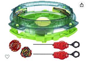 lot 69533 image: BEYBLADE Burst QuadDrive Interstellar Drop Battle Set, Set Stadium, 2 Battling Tops and 2 Launchers, Toys for 8 Year Old Boys & Girls & Up