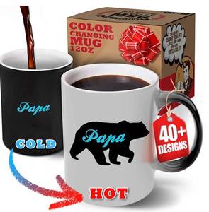 lot 69549 image: 2-Color Changing Best Dad Mug for Coffee or Tea 12oz Papa Bear Mug for Dad. Father Coffee Cup. Dad Coffee Mugs