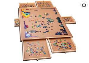 lot 69590 image: 1500 Piece Wooden Jigsaw Puzzle Table - 6 Drawers, Puzzle Board&nbsp