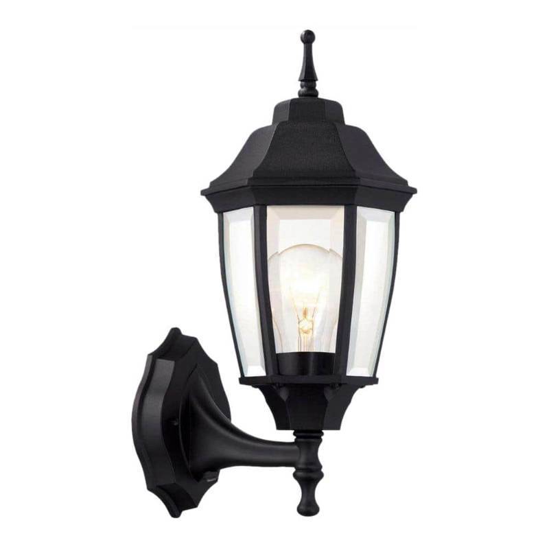 lot 9073 image: Hampton Bay Black Dusk To Dawn Decorative Outdoor Wall Lantern
