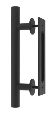lot 9170 image: 12-In Sliding Barn Door Handle Carbon Steel Round
