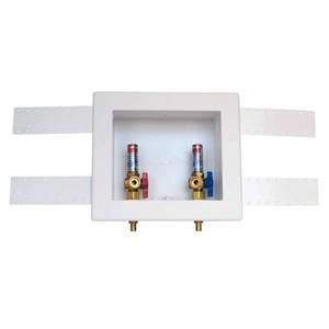 lot 2008 image: Oatey Quadtro 14 In Turn PEX Washing Machine Outlet Box With Water Hammer Arrestor