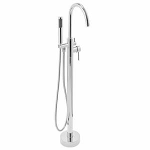 lot 2107 image: Akdy Freestanding Bathtub Faucet Floor Mount Tub Filler Handheld Bath Wand Shower Lever
