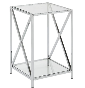 lot 2025 image: Oxford Chrome End Table With Shelf