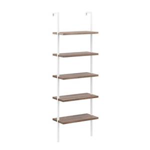 lot 2032 image: Nathan James Theo 5 - Shelf Ladder Bookcase Natural Light Brown Wooden Shelf And White Metal Frame