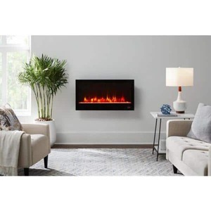 lot 2136 image: Home Decorators Collection 36 In W View Wall Mount Electric Fireplace In Black