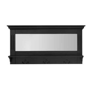 lot 2139 image: Stylewell 18 In H In X 36 In W X 61 In D Black Wood Floating Decorative Wall Shelf With Mirror And Hooks