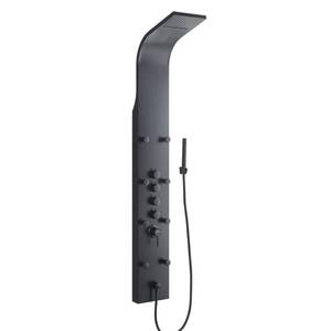 lot 2149 image: Akdy 65 In 8-Jet Rainfall Shower Panel System With Waterfall Shower Head And Shower Wand In Black Painted Stainless Steel, Matte Black Painted