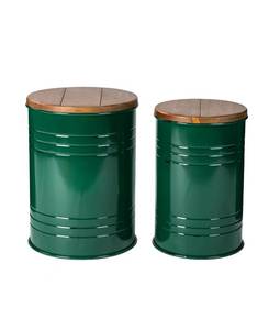 lot 2052 image: Glitzhome Modern Metal Storage Accent Table Or Stool Set Of 2
