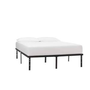 lot 2153 image: By Unbranded Black Metal Queen Bed Frame With Steel Slats -60 In W X 14 In H Queen