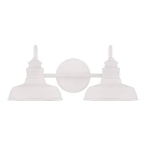 lot 2222 image: Hampton Bay Elmcroft 2-Light Designer White Modern Farmhouse Bathroom Vanity Light With Metal Shades