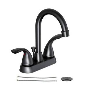 lot 2284 image: Alima 4 In Centerset 2-Handle High-Arc Bathroom Faucet In Matte Black