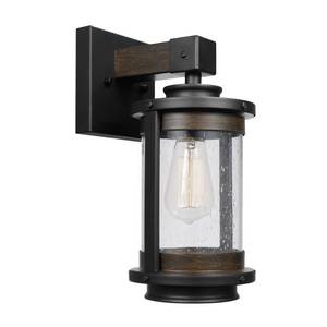 lot 2081 image: Globe Electric Williamsburg 1-Light Dark Bronze Wall Mount Sconce With Seeded Glass Shade 65931