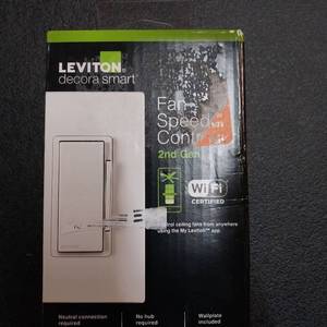 lot 2237 image: Leviton 6110-C0E Cheetah Single Pole Incandescent Slide Dimmer W Pre-Set &amp LED - Black&nbsp