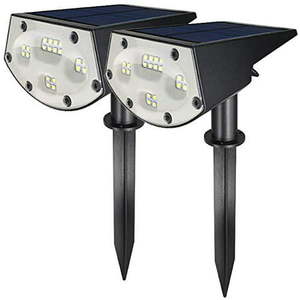 lot 2241 image: WBM Smart 20 LEDs Solar Landscape Spotlights Ip67 Waterproof 2-In-1 Wireless Outdoor Security Lights For Yard Garden Driveway Porch Walkway Pool Patio 2 Pack
