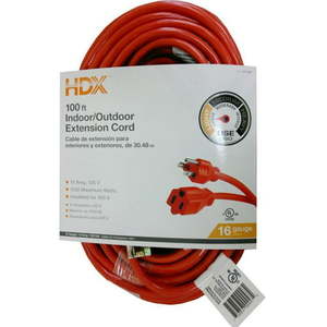 lot 2244 image: HDX 100 Ft Indoor-Outdoor Extension Cord Orange&nbsp